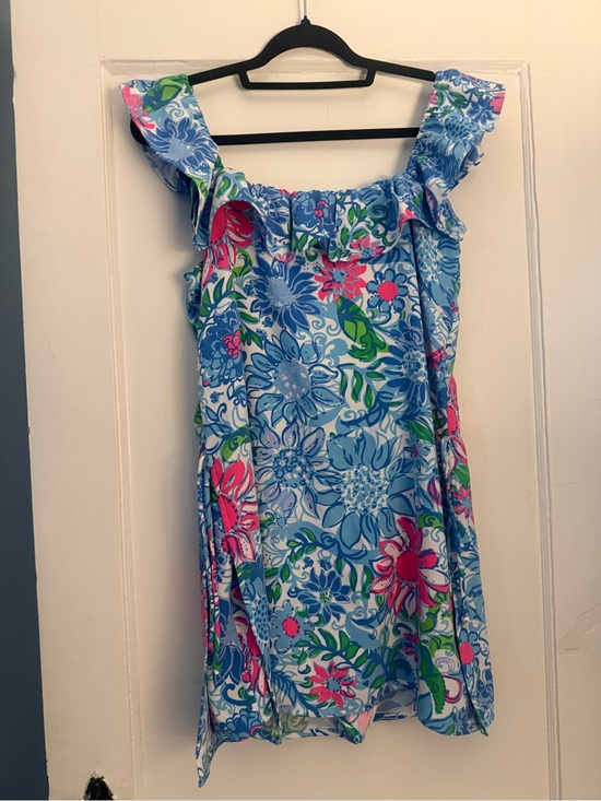 Lilly Pulitzer Pants - Lilly Pulitzer Blue Floral Ruffle-Trim Romper